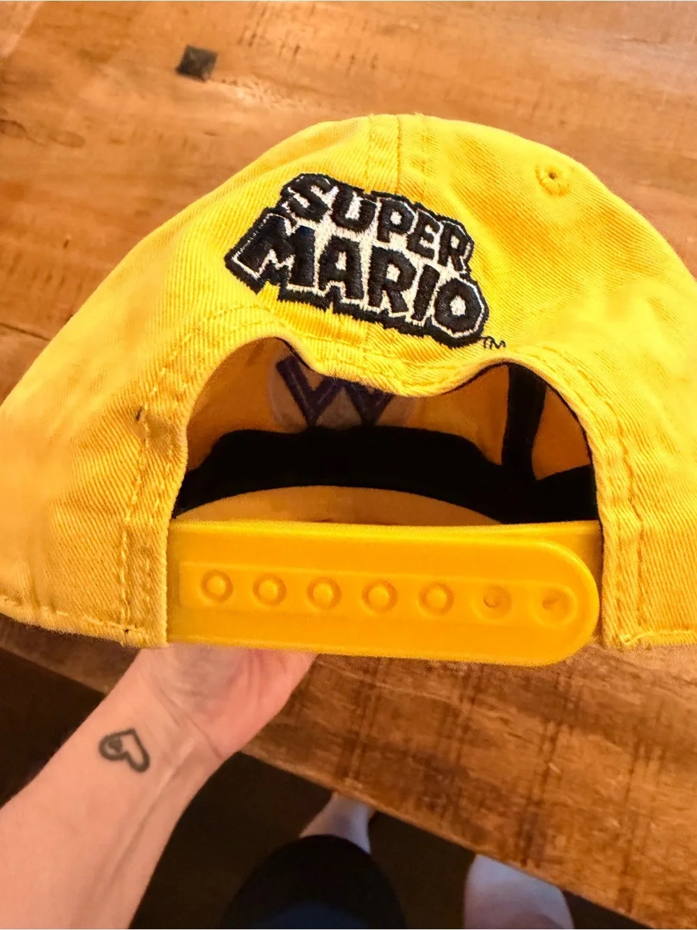 Nintendo super Mario Wario yellow hat with purple W adjustable